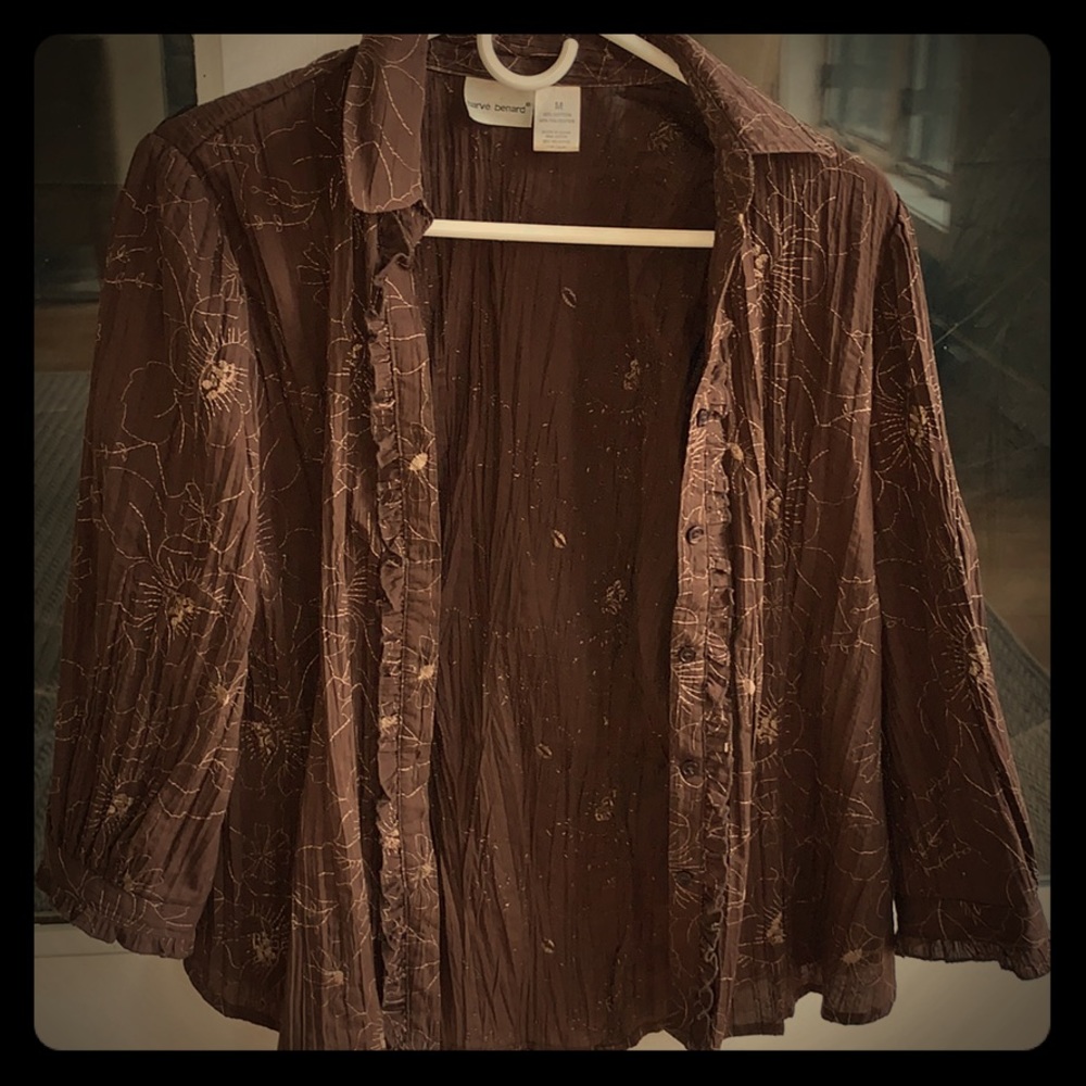 Brown floral button down